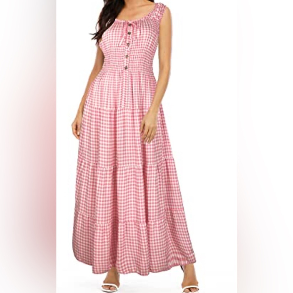 Ost Pink Checkered Maxi Dress